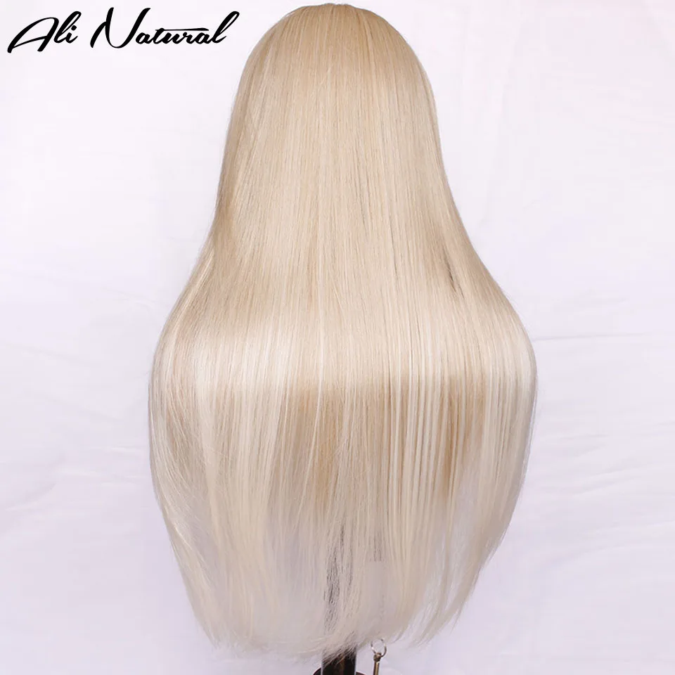 Blonde synthetische Perücken mit Spitzenfront, seidig – Bild 2