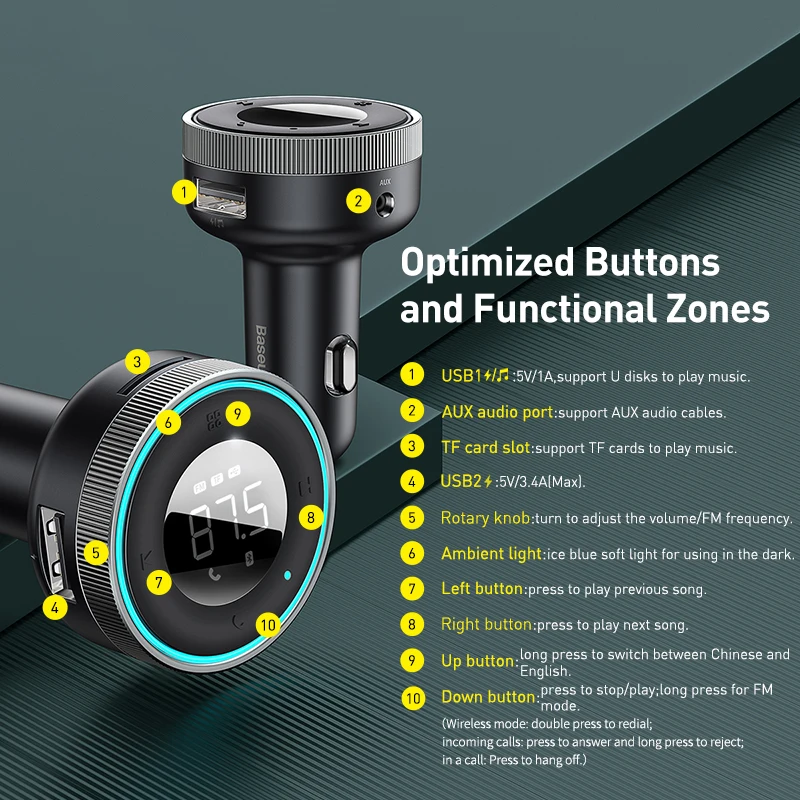 Bluetooth 5.0 FM-Transmitter mit USB-Schnellladung und – Bild 6