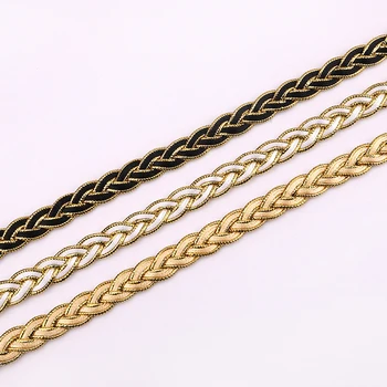2 Yards Goldgeflecht-Spitzenkleid, Heimtextilien, dekorativer Rand, handgefertigtes Spitzenband
