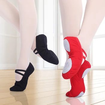 Ballettschuhe für Mädchen und Frauen, Ballerina-Schuhe, Ballett-Flats, Damen-Leinenschuhe mit Weicher Sohle