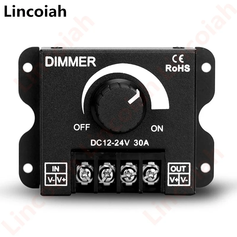 LED-Lichtleisten-Dimmer, DC12V-24V 30A PWM-Dimmcontroller für