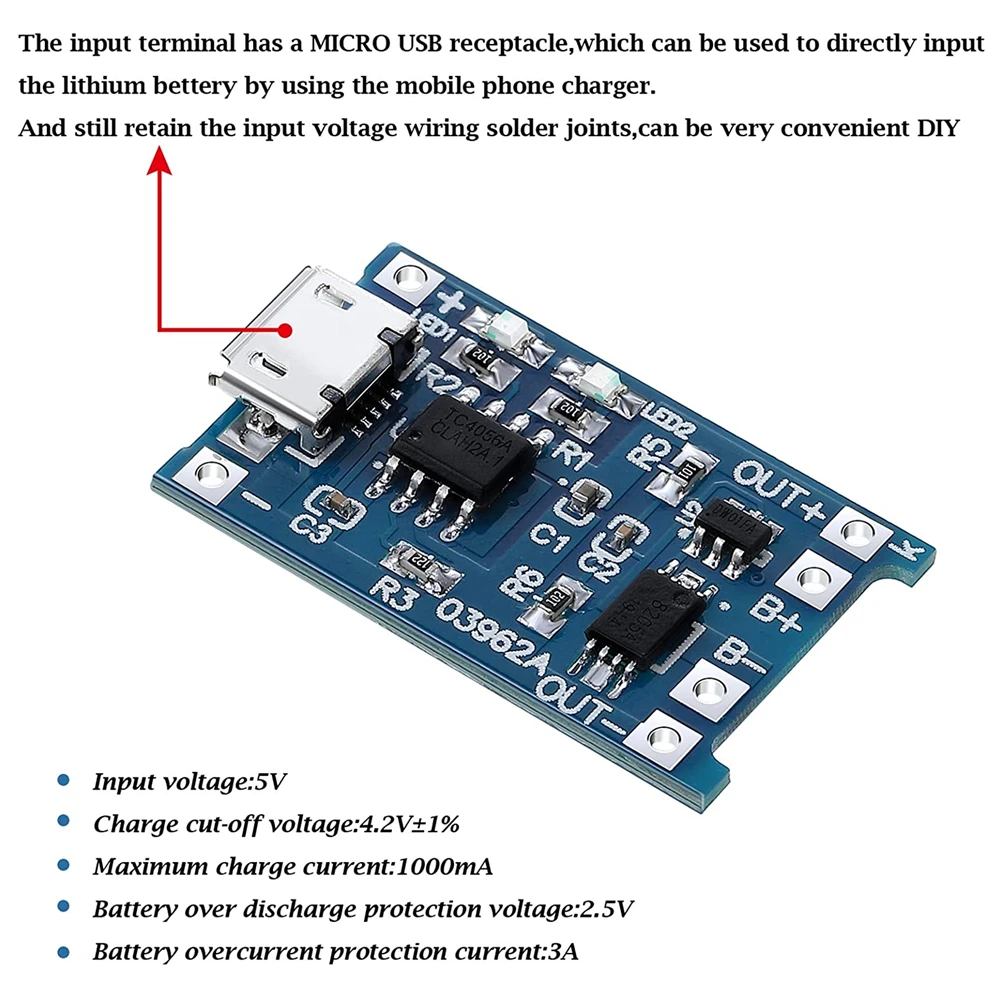 1 Stück 5V 1A Micro USB 18650 Typ-C Lithium-Akku Ladeboard – Bild 4