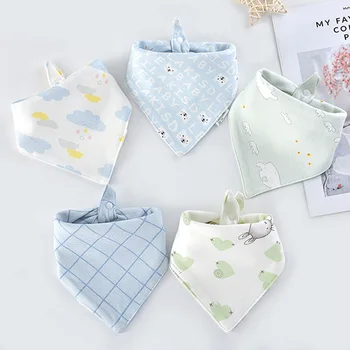 Baby Lätzchen Dreieck Doppel Baumwolle Lätzchen Cartoon Print Speichel Handtuch Baby Jungen Mädchen (5 Stück)