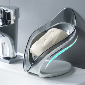 Saugnapf Seifenschale Box für Badezimmer Dusche Seifenhalter mit Abfluss tragbare Blattform Toilette Wäsche