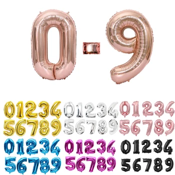 16 32 40 Zoll Silber Goldfolie Zahlenballons Digitale Globos Geburtstag Hochzeit Party Dekorationen Ballons