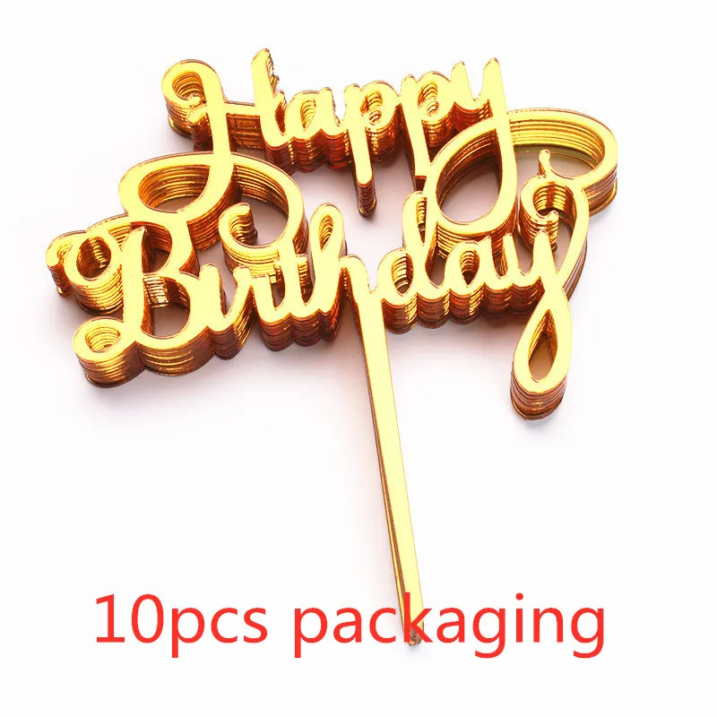 10 Stück Roségold Happy Birthday Kuchendeckel Silber Schwarz – Bild 5