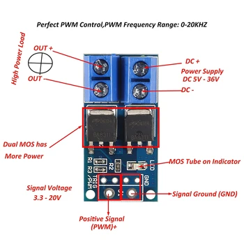15A 400W MOS FET Triggerschalter Antriebsmodul PWM Regler Bedienfeld für Arduino