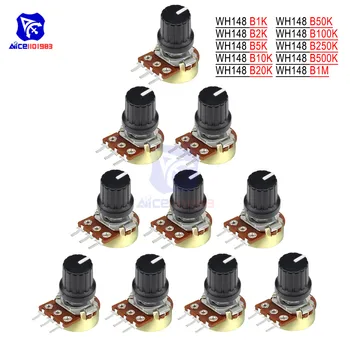 Potentiometer Widerstand 1K 2K 5K 10K 20K 50K 100K 500K ohm 3 Pin Linear Taper Dreh Potentiometer (5 Stück)