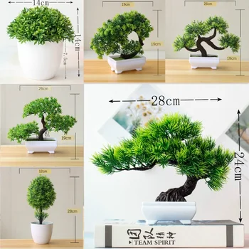 Grüne künstliche Pflanzen Bonsai kleiner Baum Gras Blume Topf Bonsai Halloween Hochzeit Weihnachten Party Home
