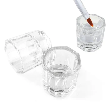 Nagel Kristall Glas Nagel Tasse Acryl Flüssigkeit Dappen Dish Klar Schüssel Nagel Pulver Halter Container