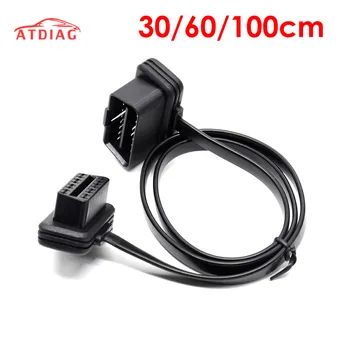 30/60/100CM Flache + Dünn Wie Noodle 16 Pin Buchse OBD OBDII OBD2 16Pin Männlichen Zu weibliche Auto Scanner