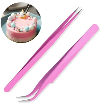 Perlen Pinzette Edelstahl Pinzette Clip Candy Zucker Streusel Fondant Blume Kuchen Dekoration Werkzeuge Biegen