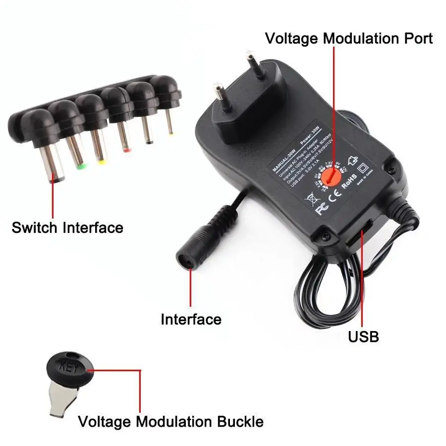 3V 4,5 V 5V 6V 7,5 V 9V 12V 2A/2,5 A AC/DC Einstellbare Power – Bild 4