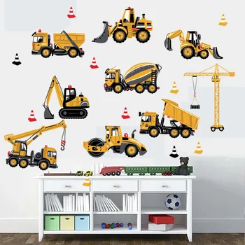 Cartoon Traktor Wandaufkleber DIY Transport Autos Wandkunst Aufkleber Dekoration für Kinderzimmer Jungen