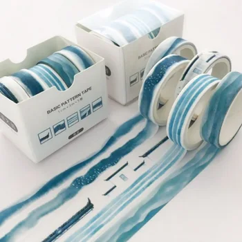 Packung Washi-Tape mit Punkten, Gitter- und Quadratmuster für Scrapbooking, Tagebuch, selbstklebende (5 Stück)