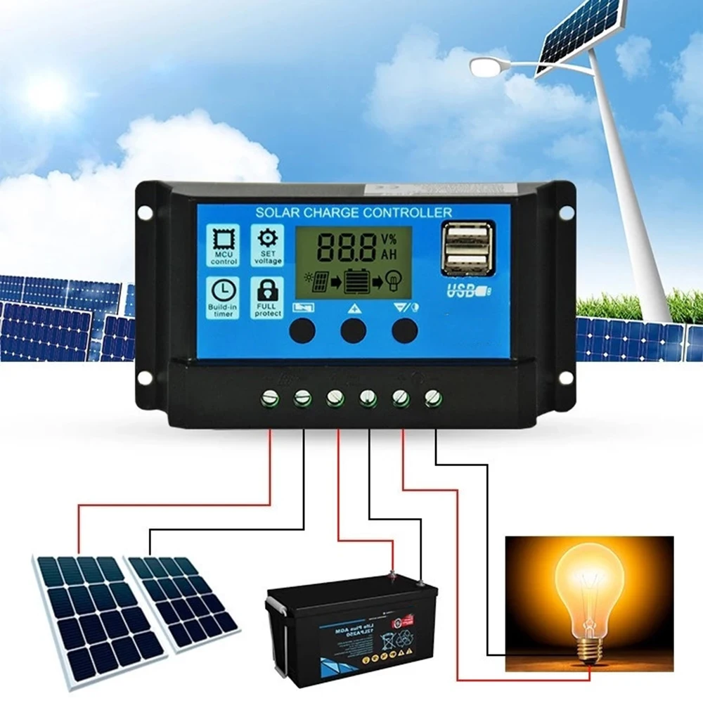 Solar Panel Controller 30A 12V 24V Auto Batterie Laderegler – Bild 2