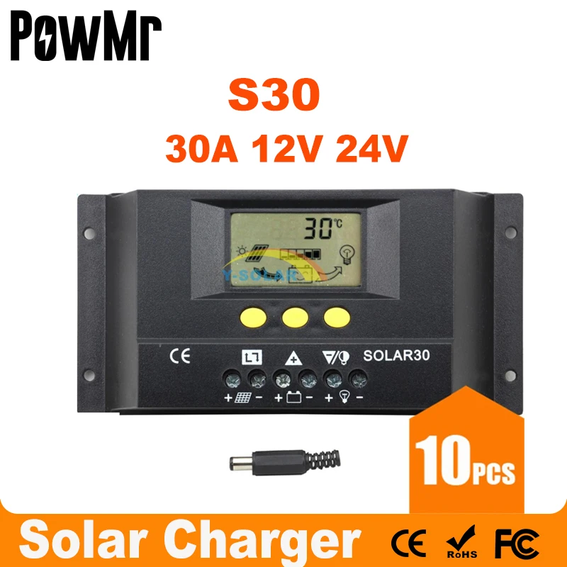 10PCS 30A Solar Controller PV panel Batterie Laderegler 12V