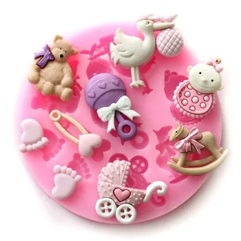 Baby Shower Party 3D Silikon Fondant Form für Kuchen Dekorieren Kuchen Zucker Handwerk Schokolade Formen