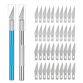Rutschfestes Metallmesserset mit Gravur + 40/10 Stück # 11-Klingen-Cutter-Bastelmesser für die Reparatur