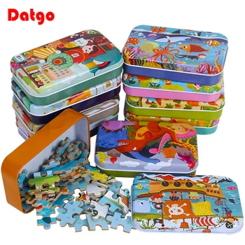 Heiße Neue 60 Teile Holz Puzzle Spielzeug für Kinder Cartoon Fahrzeug Tier Holz Jigsaw Baby Lernen
