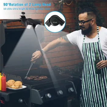 Doppelkopf-Grilllichter, hitzebeständig, multifunktional, Nachtangeln, LED-Lampe für Grill, superhell
