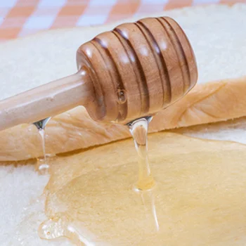 Honig-Rührstäbchen mit langem Griff aus Holz, praktischer Honig-Mischstab, Gläschenlöffel, Zubehör (2 Stück)