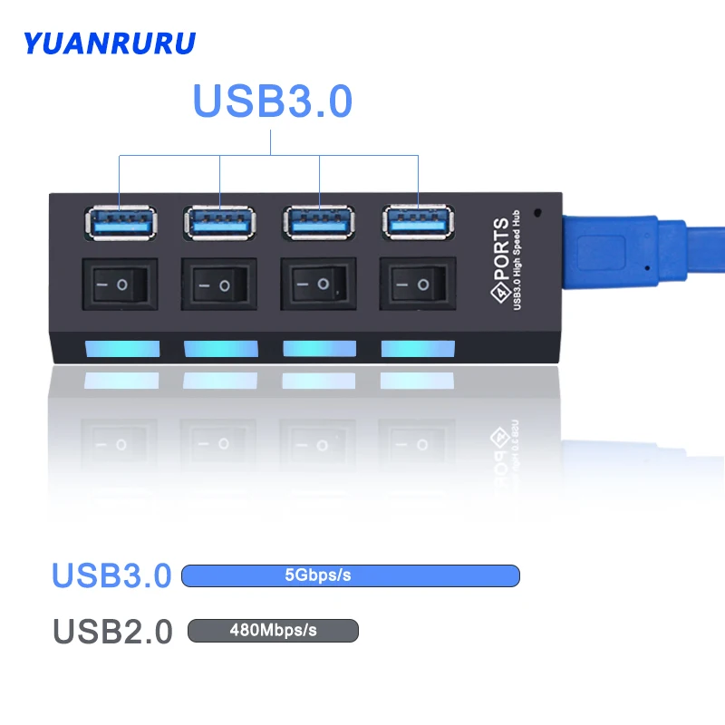 USB-Hub USB 3.0/2.0 mit 4 oder 7 Ports und Schaltern – Bild 2