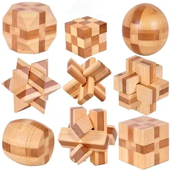 Kinder Erwachsene Kong Ming Luban Lock 3D handgemachte Bambus Mathe Puzzles Denksportaufgaben pädagogische