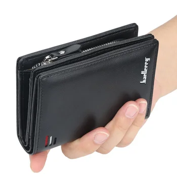 Marke Männer PU Leder kurze Brieftasche Mit Zipper Münzfach Vintage Große Kapazität Männlichen Kurzen Geld
