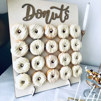DIY Holz Donut Wand rustikale Hochzeit Dekoration Tisch Donut Party Dekor Baby Dusche Jahrestag Geburtstag