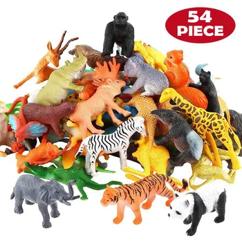 Mini-Dschungel-Tierspielzeug-Set, realistische wilde Kunststofftiere, Lernspielzeug, Elefant (54 Stück)