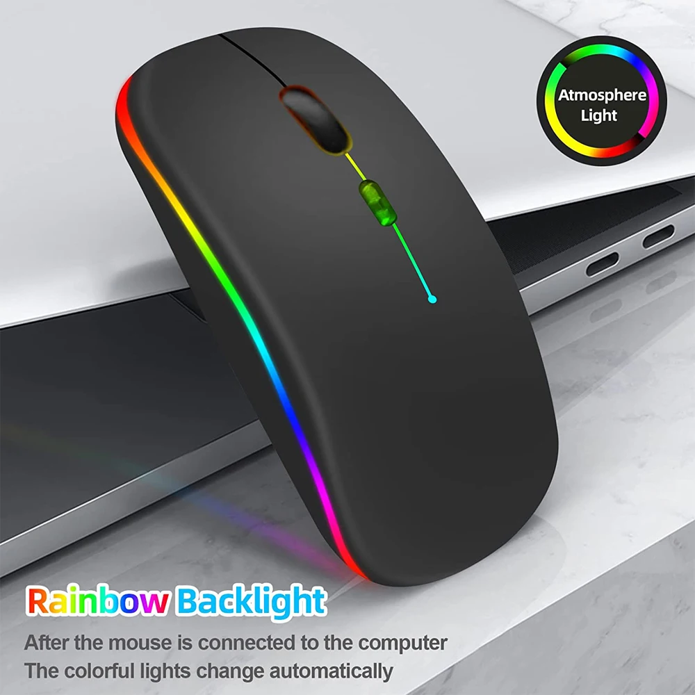 LED Drahtlose Maus USB Aufladbare Bluetooth-kompatibel RGB – Bild 2