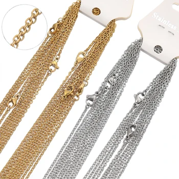50 cm Edelstahl Link Ketten Halsketten Kubanischen Kreuz Ketten Zubehör für DIY Geschenke Schmuck (10 Stück)