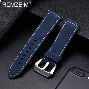 Echtes Leder Armband Schwarz Blau Braun Vintage Matt Uhrenarmband Für Frauen Männer 18mm 20mm 22mm 24mm