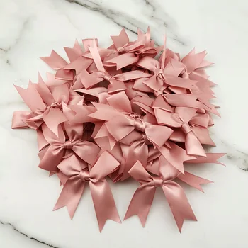 (50 Teile/paket) 85*85mm Frische Rosa Band Bögen Kleine Größe Satin Band Schleife Blume Handwerk Dekoration