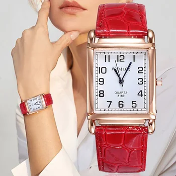 Uhren für Frauen Platz Rose Gold Armbanduhren Mode Leder Marke Uhren Damen Quarzuhr Uhr Montre Femme