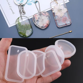 DIY Schlüsselbund Anhänger Silikon Form Set Kristall Epoxy Harz Form Runde Rechteck Anhänger Schmuck Machen