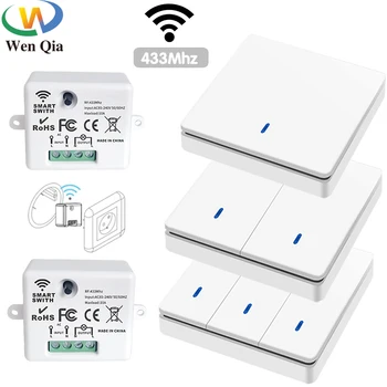 Wireless Smart Switch Licht 433 Mhz RF 86 Wand Panel Schalter mit Fernbedienung Mini Relais Empfänger 220 V