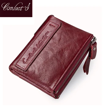 CONTACT'S Fashion Echtes Leder Frauen Brieftasche Bifold Karte Halter Geldbörse Kleine frauen Geldbörse Geld