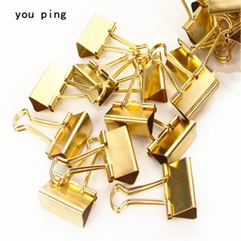 15mm 19mm 25mm 32mm 41mm 51mm Goldene Clamp Papier Binder Clips Lesezeichen Clips Memo clip Student Schule