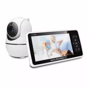5-Zoll-Video-Babyphone mit Kamera und Audio, 4-fachem Zoom, 22-Stunden-Akku, 2-Wege-Temperatursensor mit 1000