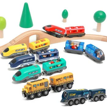 Elektrische Zug Set Spielzeug Modell Zug Elektrische Auto Fit Für Holz Eisenbahn Track Weihnachten Geschenk