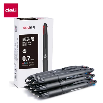 DELI 4-in-1-Kugelschreiber, 0,7 mm, Farbe, Kugelschreiber, Blau, Schwarz, Rot, Grün, Schreibstift, Schule