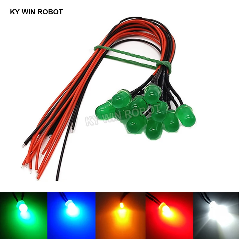 3mm 5mm 8mm 10mm LED 5V 20cm Vorverdrahtet Weiß Rot Grün Blau – Bild 6