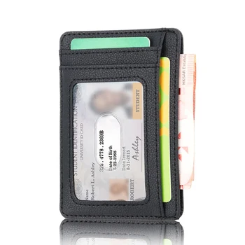 RFID-blockierende männer Leder Brieftasche Schlank Kreditkarte Halter Business Männlich Tragbare Mini Reise