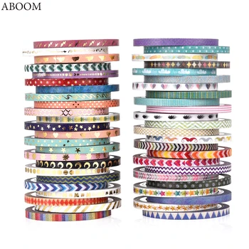 ABOOM 48 Teile/los 3 MM * 5 Mt Decoraive Papier Washi Klebeband Hoch Sticky Klebe Craft Aufkleber Verwendet