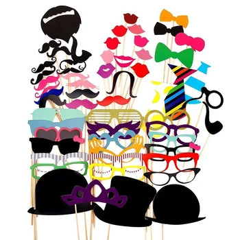 Spaß Hochzeit Dekoration Photo Booth Requisiten DIY Schnurrbart Lippen Gläser Maske Photobooth Zubehör