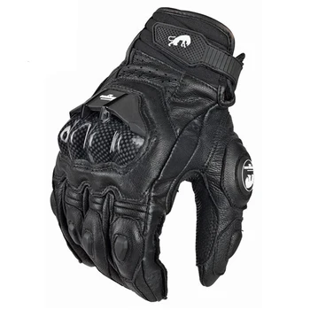 Herren Damen 4-Jahreszeiten-Fahren Supertech Schwarz/Weiß Motorrad-Lederhandschuhe Rennhandschuh Motorrad