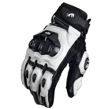 Motorradhandschuhe Schwarz Racing Echtes Leder Motorrad Weiß Straßenreiten Teamhandschuh Herren Sommer Winter