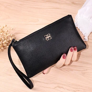 Frauen Lange Casual Brieftasche Litschi Korn PU Leder Dame Zipper Telefon Tasche Kreditkarte Halter Weibliche